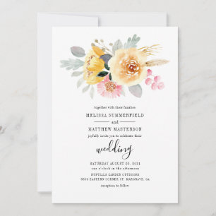 Invitación Elegante Boda botánico de acuarela floral