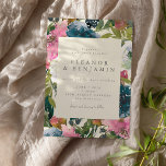 Invitación Elegante Boda botánico de acuarela rosa de la Mari<br><div class="desc">Elegante marina y acuarela rosa Invitación a la boda botánica</div>