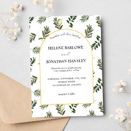 Invitación Elegante Boda botánico de acuarela rústica moderna