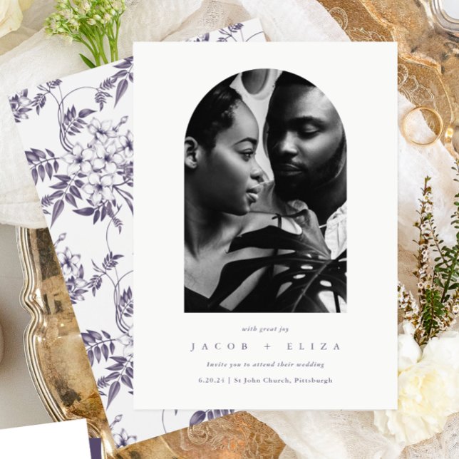 Invitación Elegante Boda botánico de arcos de fotos florales (Subido por el creador)