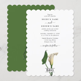 Invitación Elegante Boda botánico de Calla Blanca Lily Green