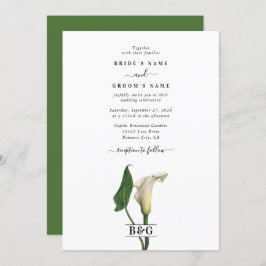 Invitación Elegante Boda botánico de Calla Blanca Lily Green