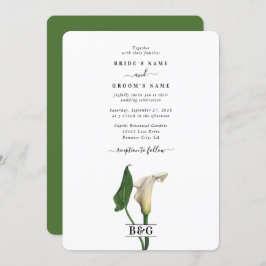 Invitación Elegante Boda botánico de Calla Blanca Lily Green