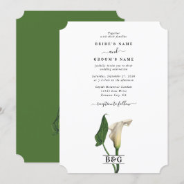 Invitación Elegante Boda botánico de Calla Blanca Lily Green