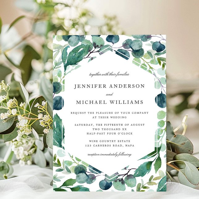Invitación Elegante Boda botánico de color Leafy (Subido por el creador)