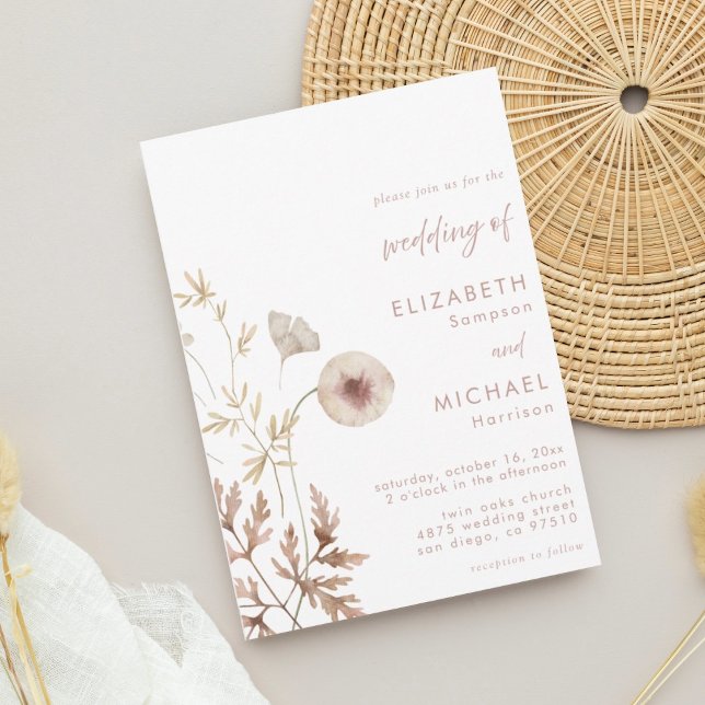 Invitación Elegante Boda Botánico de Flor Silvestre (Subido por el creador)