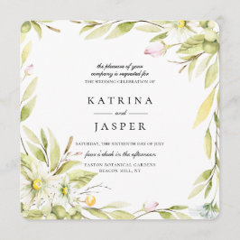 Invitación Elegante Boda Botánico de Flor Silvestre de Verano