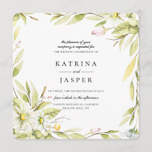 Invitación Elegante Boda Botánico de Flor Silvestre de Verano