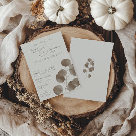 Invitación Elegante Boda Botánico de Marfil & Ash Fall