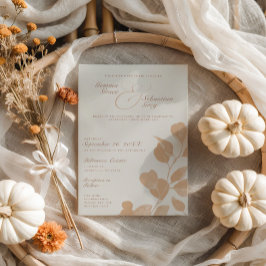 Invitación Elegante Boda Botánico de Marfil & Terracotta Fall
