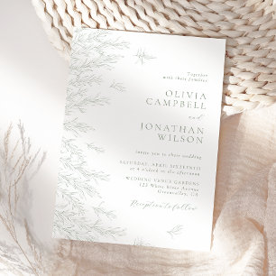Invitación Elegante Boda botánico de salvia suave verde hojas