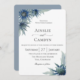 Invitación Elegante Boda botánico del cardo azul