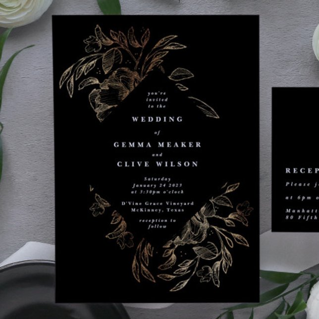 Invitación Elegante Boda botánico dibujado a mano (Subido por el creador)