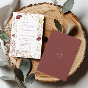 Invitación Elegante Boda Botánico Fall Wildflower