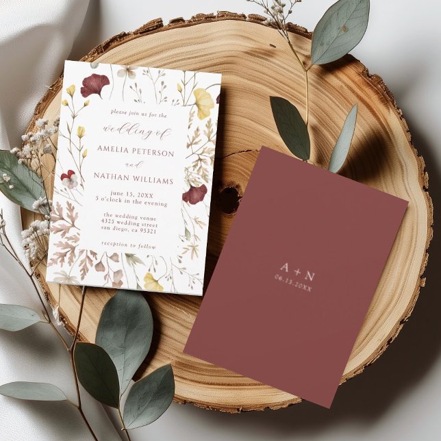 Invitación Elegante Boda Botánico Fall Wildflower (Subido por el creador)