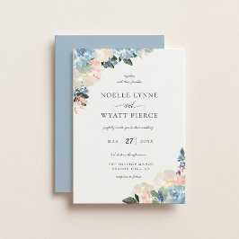 Invitación Elegante Boda botánico floral azul claro