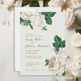 Invitación Elegante Boda Botánico Floral de Crema Blanca