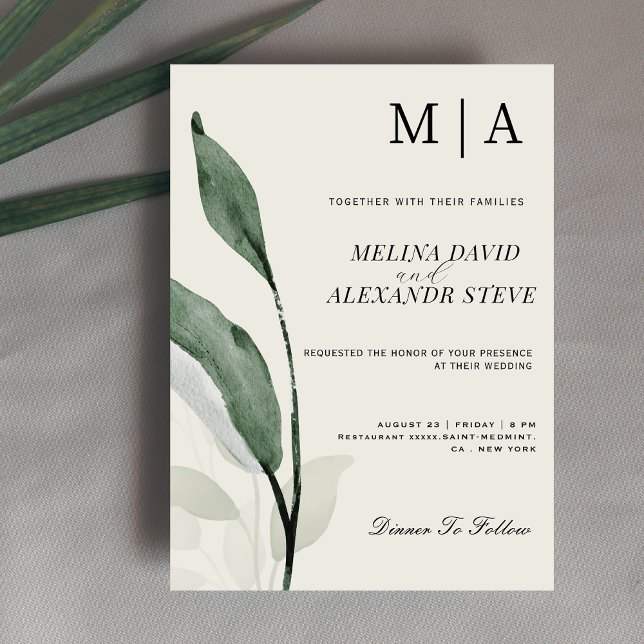 Invitación Elegante boda botánico Greenery eucalipto (Subido por el creador)