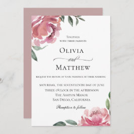 Invitación Elegante Boda Botánico Mauve