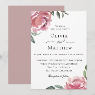 Invitación Elegante Boda Botánico Mauve