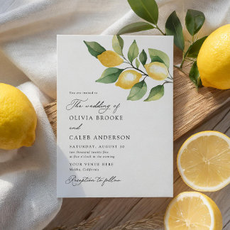 Invitación Elegante Boda Botánico Mediterráneo Limón