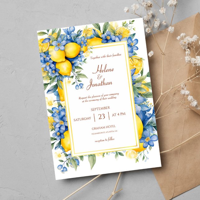 Invitación Elegante Boda Botánico Moderno Floral (Elegant Botanical Modern Floral Wedding Invitation)