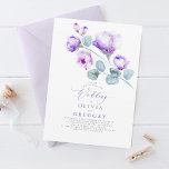 Invitación Elegante Boda Botánico-Morado Floral<br><div class="desc">Esta suave invitación a la boda morada con un ilustracion acuático floral hecho a mano hará que sus invitados tengan una impresión duradera. Las flores acuarelas aparecen en el frente de la invitación con un elegante tipo de letra de guión. Los colores suaves y hermosos: lavanda, púrpura lila y toques...</div>