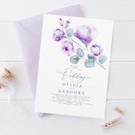 Invitación Elegante Boda Botánico-Morado Floral