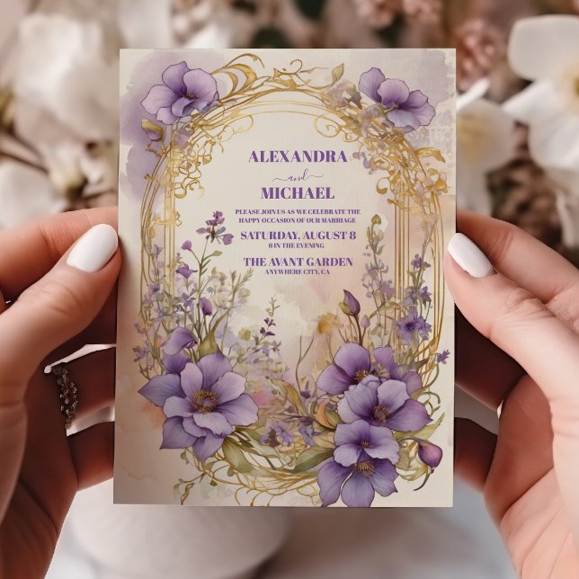 Invitación Elegante Boda Botánico-Morado Floral (Subido por el creador)