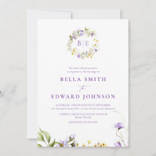 Invitación Elegante Boda botánico morado floral