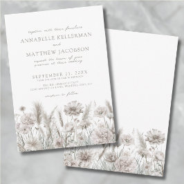 Invitación Elegante Boda Botánico Pampas Floral Boho