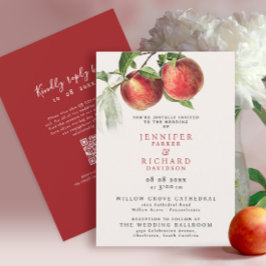 Invitación Elegante Boda Botánico Rústico Rojo Frutos