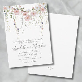 Invitación Elegante Boda Botánico Sencillo Floral de Flor Sil