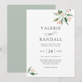 Invitación Elegante Boda Botánico Simple Acuarela