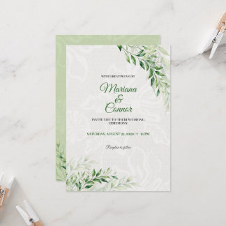 Invitación Elegante Boda Botánico Verde