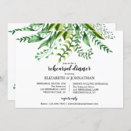 Invitación Elegante Boda Botánico Verde Ensayo Cena