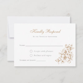 Invitación Elegante Boda Botánico Vintage Floral Gold RSVP