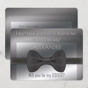 Invitación Elegante Boda Bowtie Serás Mi Usher