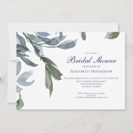 Invitación Elegante Boda Bridal Shower Floral Azul
