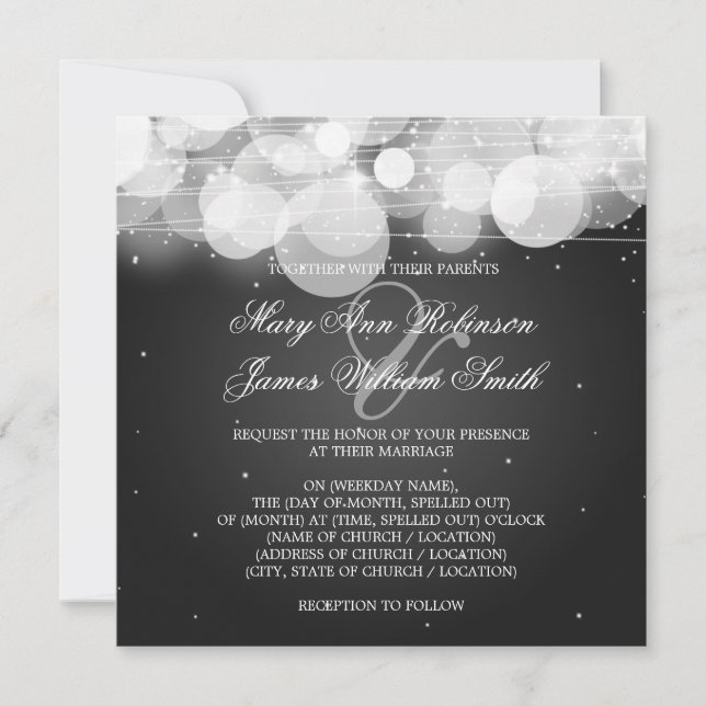 Invitación Elegante Boda brillante y negro brillante (Anverso)