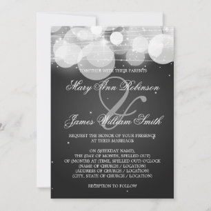 Invitación Elegante Boda Brillo y Sparkle Negro