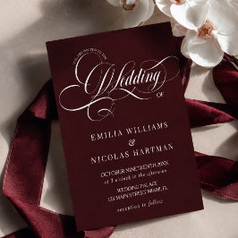 Invitación Elegante Boda Burgundy de Antiguo Dinero