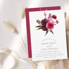 Invitación Elegante Boda Burgundy Floral Bouquet