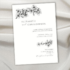Invitación Elegante Boda BW Botánico BW Betch de flores de ce