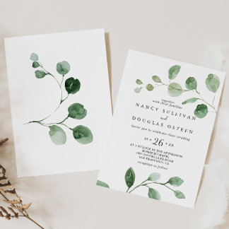 Invitación Elegante Boda Casual de Eucalipto Verde Minimalist