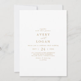 Invitación Elegante Boda casual de guión dorado