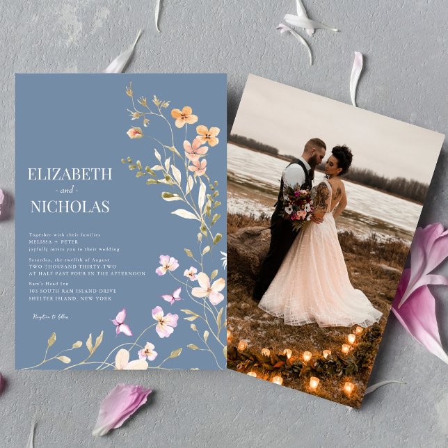 Invitación Elegante Boda Casual de la foto de Boho Wildflower (Subido por el creador)