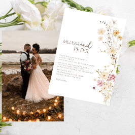 Invitación Elegante Boda Casual de la foto de Boho Wildflower