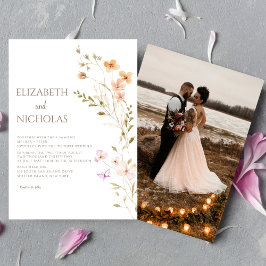 Invitación Elegante Boda Casual de la foto de Boho Wildflower