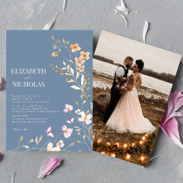 Invitación Elegante Boda Casual de la foto de Boho Wildflower